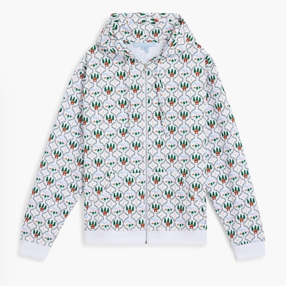 Hill House Unisex Teddy Zip-Up Fleece Lined Courchevel Toile  W/pockets